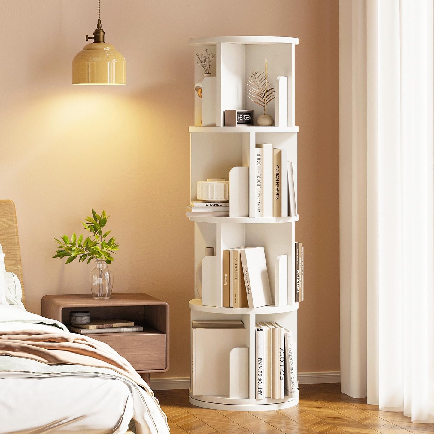 MXV Rotating Bookshelf 360 Display for Small Spaces and Storage