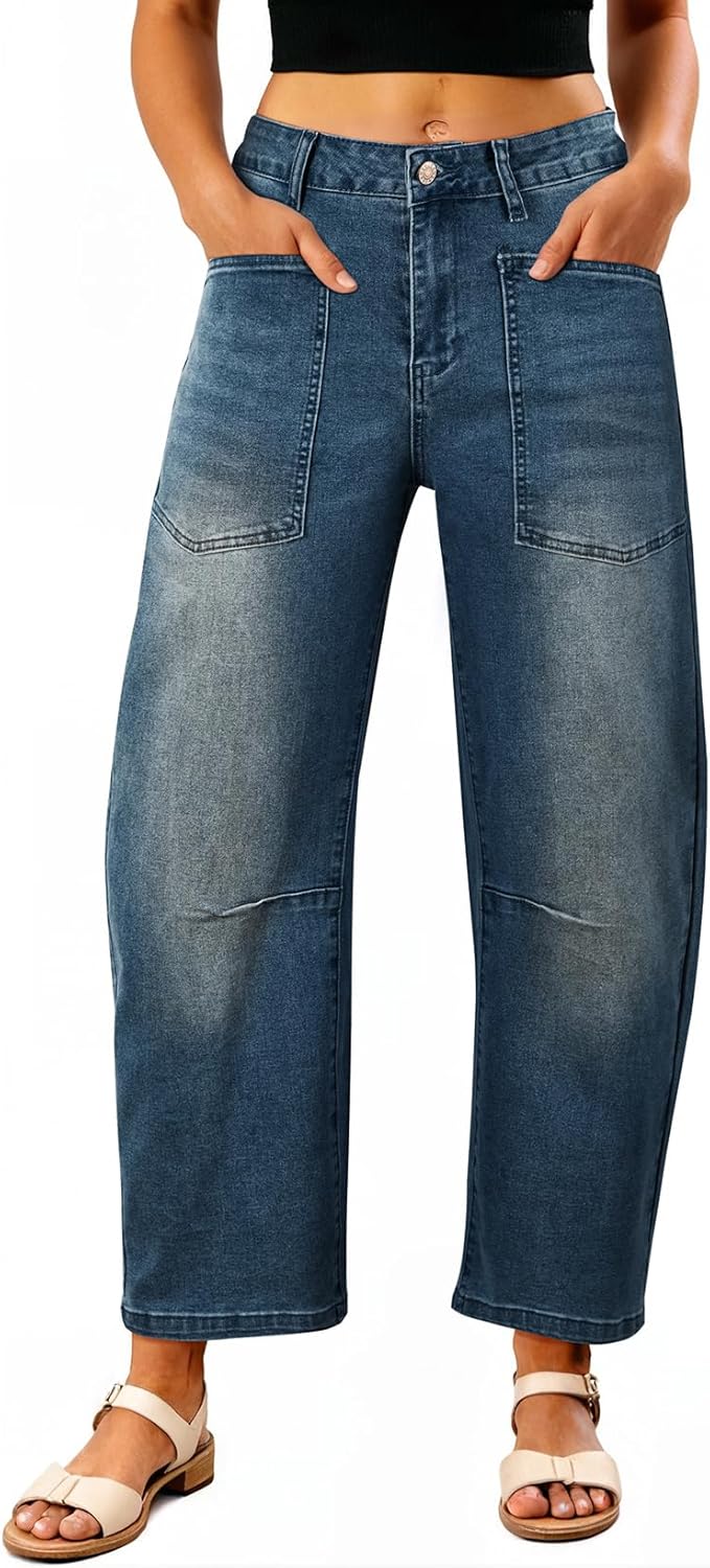 EVALESS Womens Baggy Barrel Jeans for Stylish Comfort and Fit