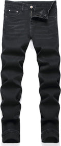 OIIIO Men's Patch Ripped Stretch Regular Fit Jean - Durable