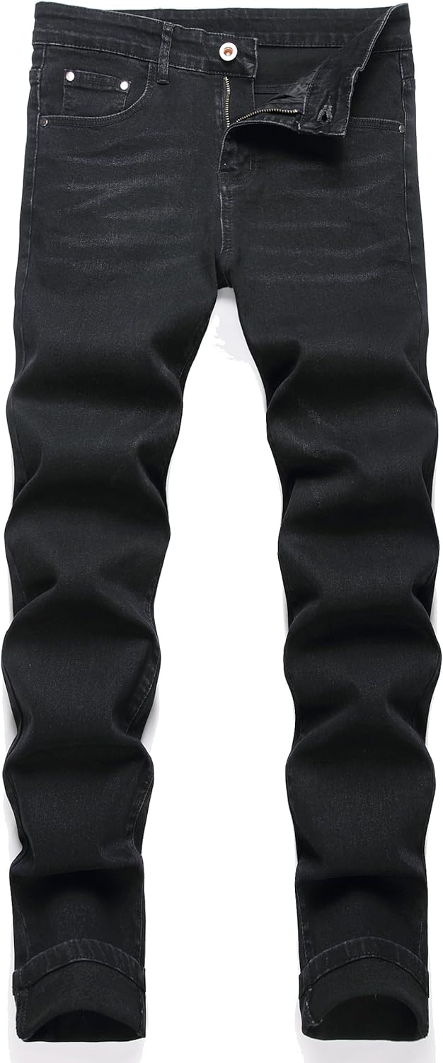 OIIIO Men's Patch Ripped Stretch Regular Fit Jean for Style