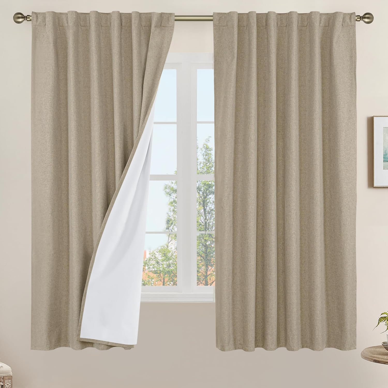 100% Blackout Natural Linen Curtains for Elegant Home Decor