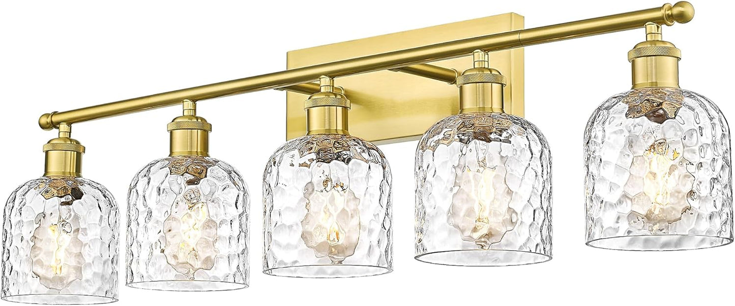 34.8in Gold Bathroom Wall Light with Vintage Industrial Design