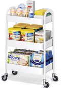 TOOLF 3 Tier Metal Rolling Storage Cart - No Screw, Easy Assemble