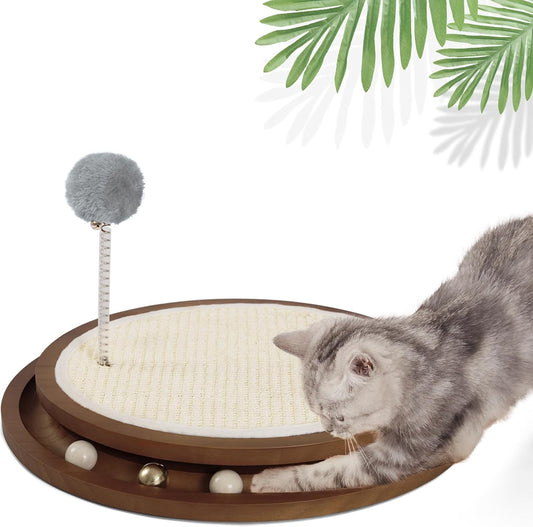 Cat Scratcher with Natural Sisal and Interactive Toy Features
