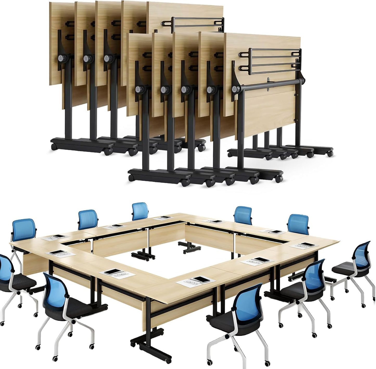 Modern Foldable Conference Table - Easy Mobility, Seats 2-10