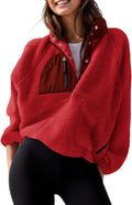 Womens Cropped Fleece Pullover Jacket - Lightweight Sherpa Coat