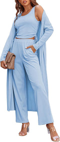 Ekouaer Women's 3 Piece Lounge Set Pajama - Lightweight Cozy