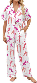 Satin Pajamas for Women Set Short Sleeve Button Down - Floral Comfort