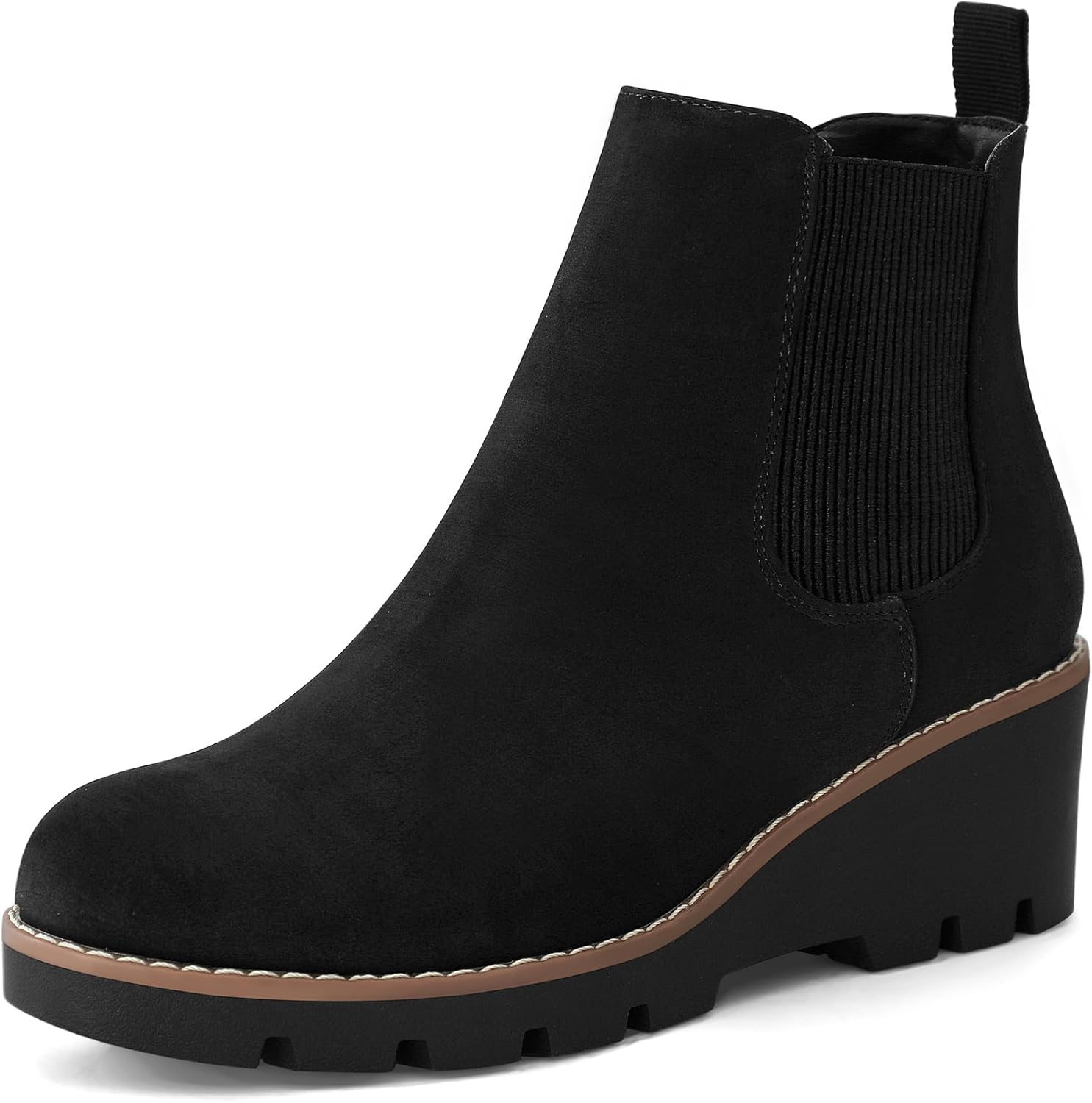 mysoft Women's Chelsea Wedge Booties with Platform Lug Sole