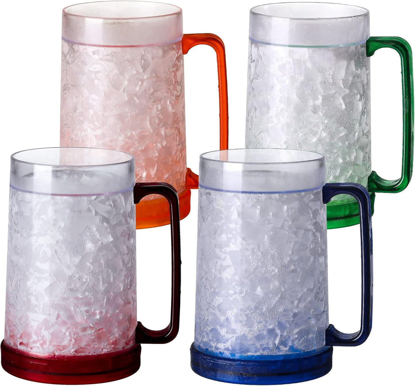 Double Wall Gel Frosty Freezer Ice Mugs Set of 4 Colors