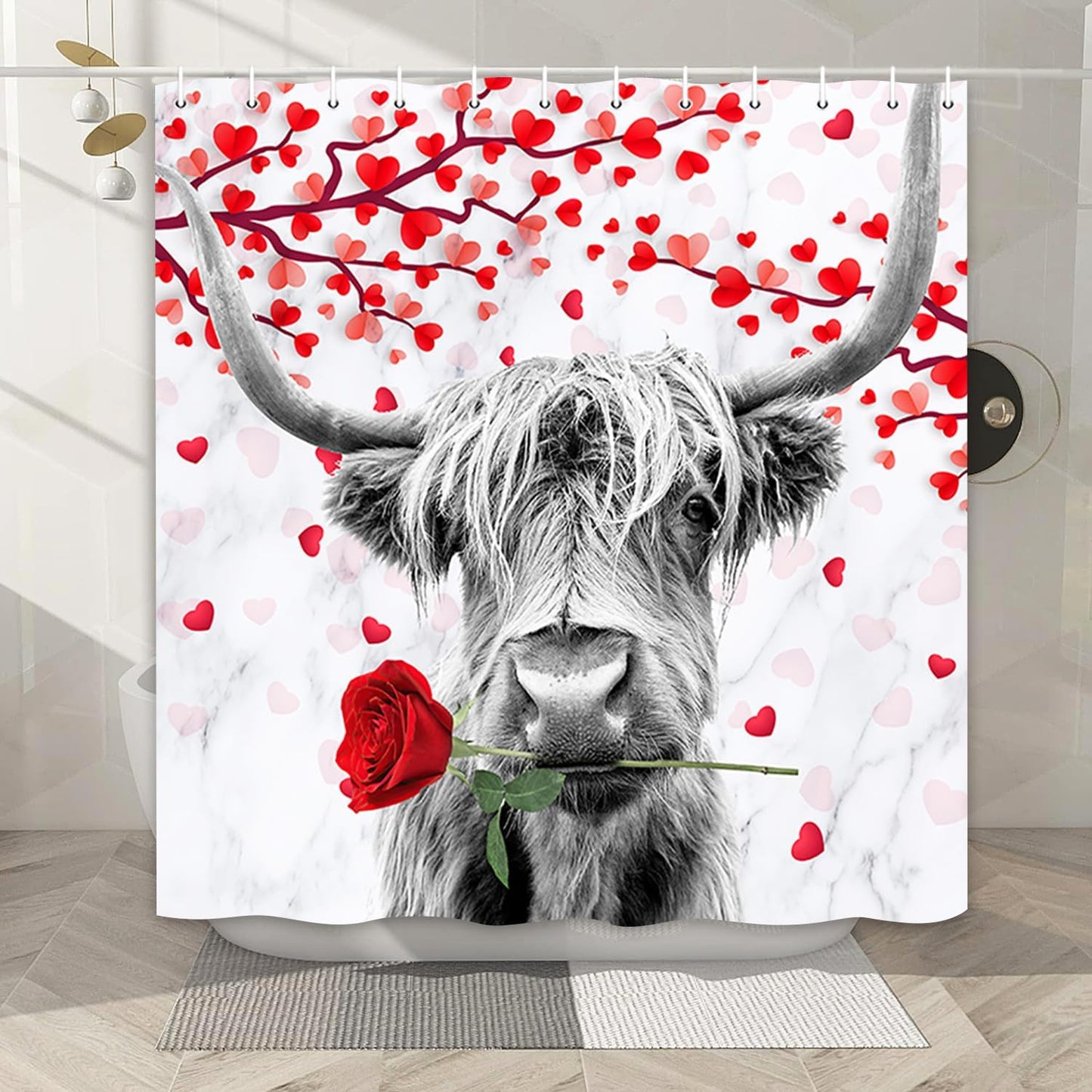 Farmhouse Chic Cow Shower Curtain Set