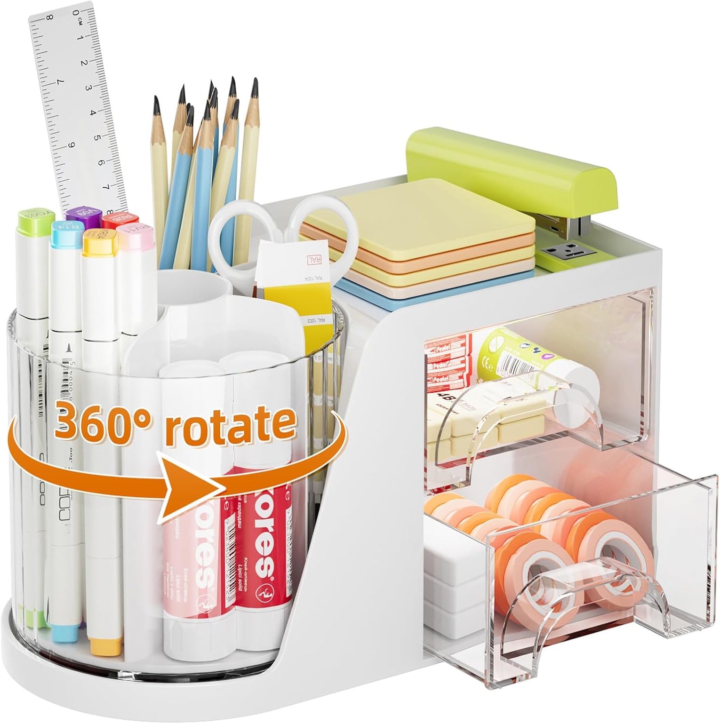 360 Rotating Desk Organizer with Drawers