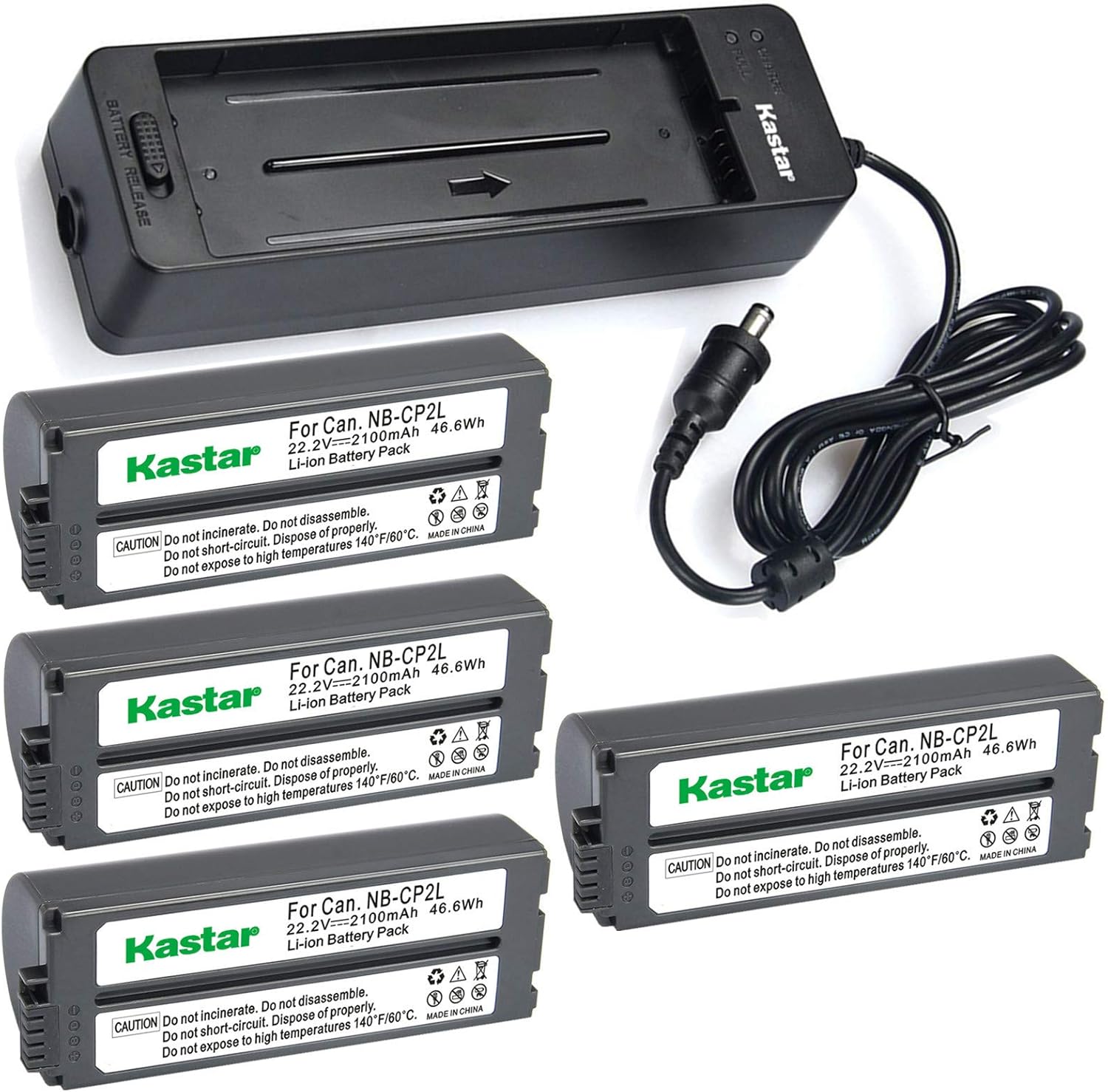 Kastar Battery x4 + Charger BG-CP200 for Canon SELPHY Printers