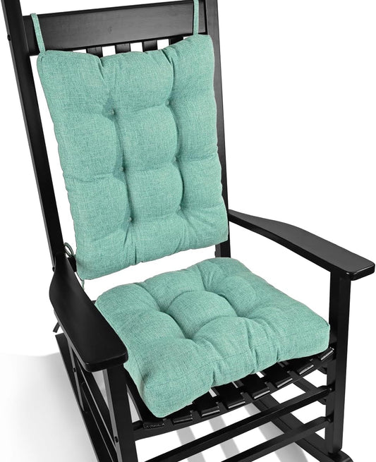 BUYUE Chair Cushion Set for Rocking Chair with Ties, Light Green