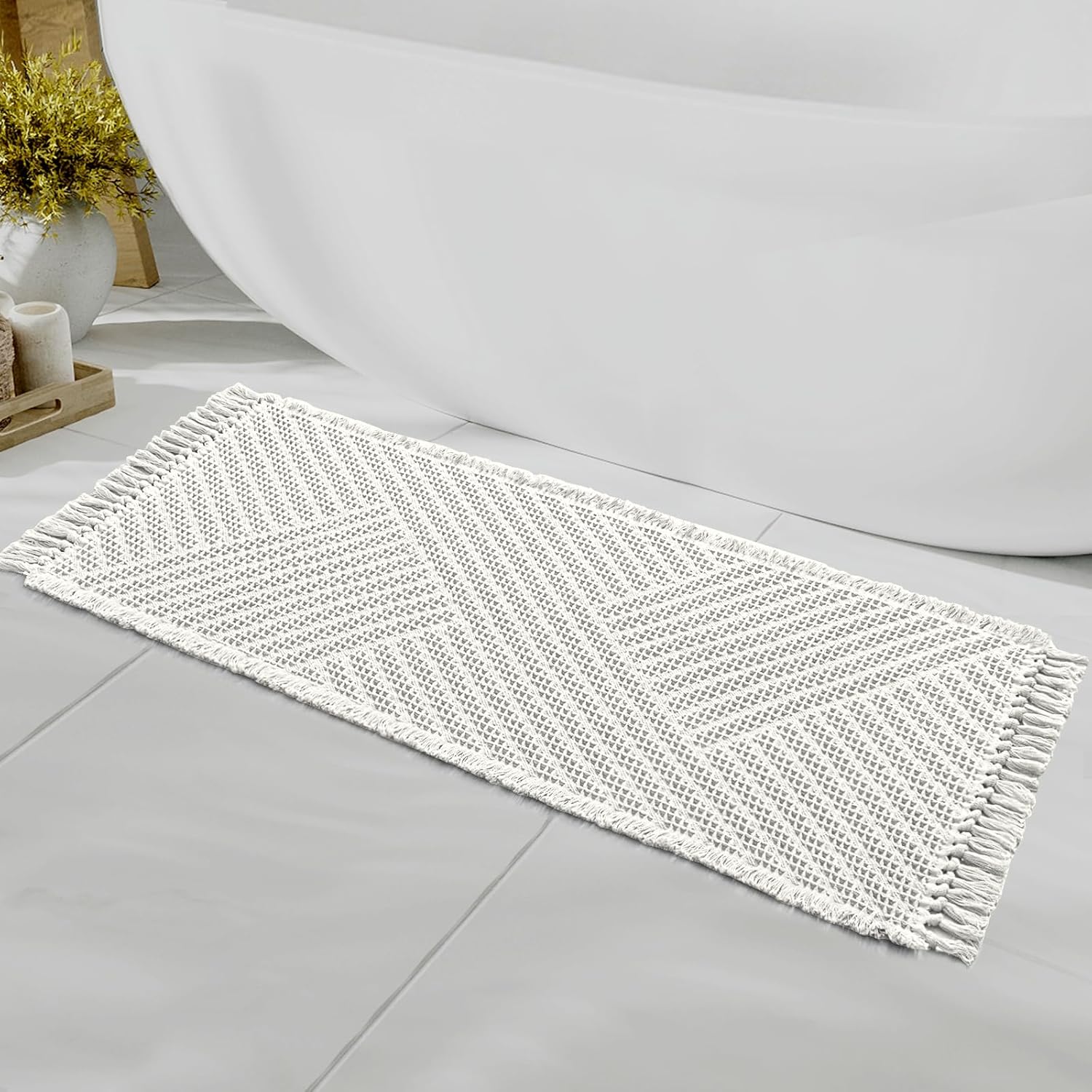 H.VERSAILTEX Waffle Bath Runner Rug Super Absorbent Non Slip