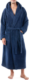 DAVID ARCHY Men's Hooded Robe - Thick Warm Coral Fleece