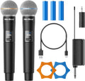 Wireless Microphone Rechargeable Dual Cordless Handheld Mics - Stable