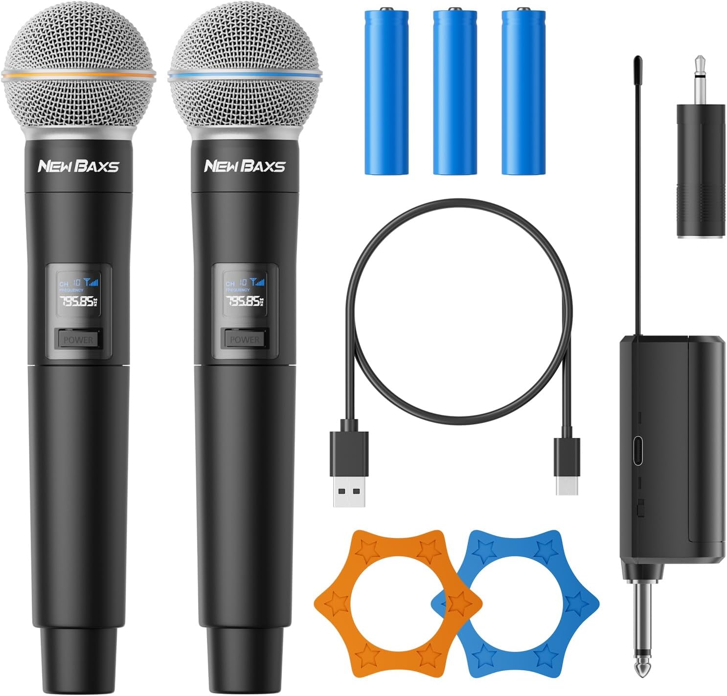 NEWBAXS Dual Wireless Microphones - Cordless & Rechargeable - Perfect for Karaoke & Events!