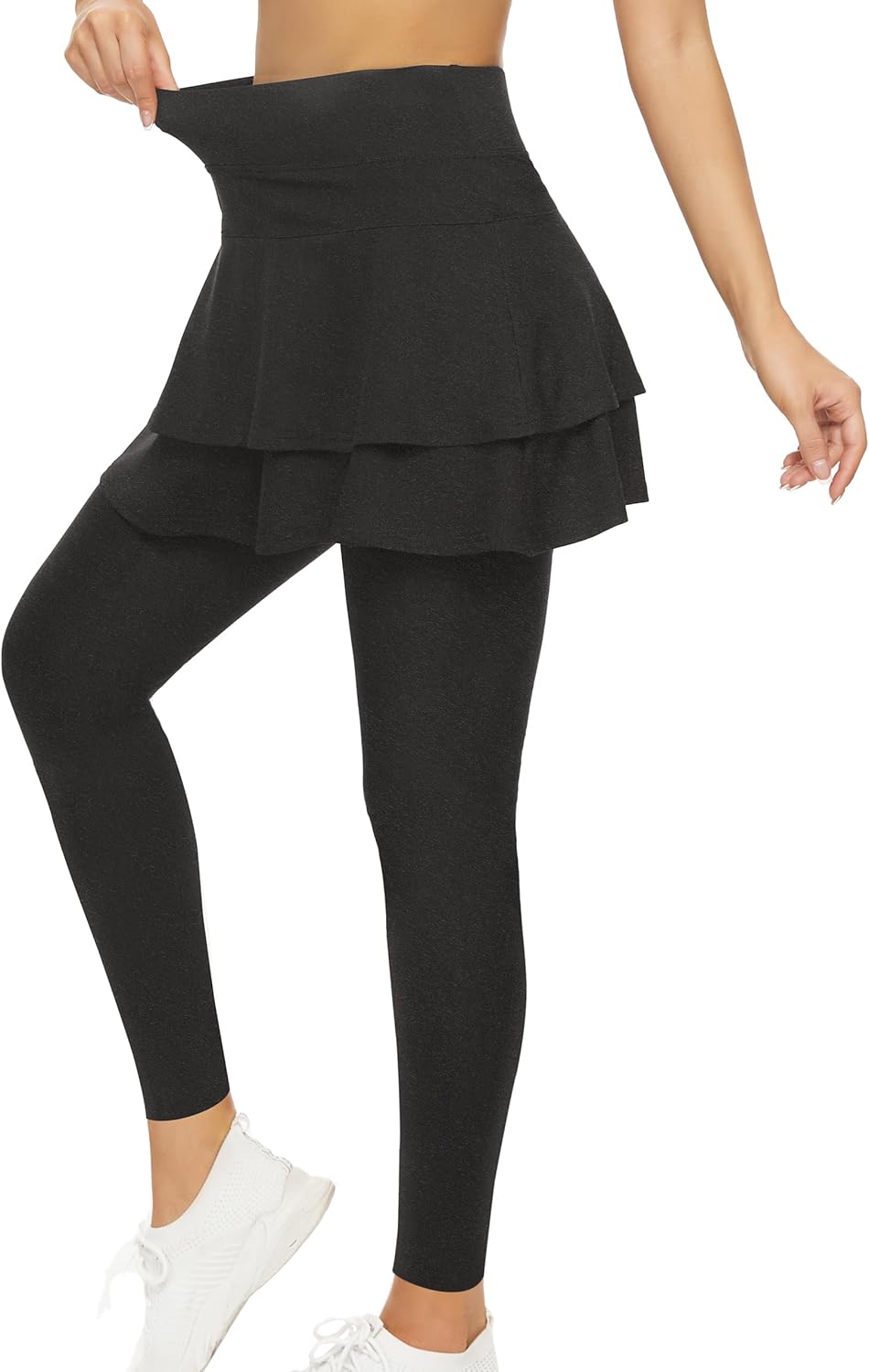 WOWENY Tennis Skirted Leggings with Pockets for Active Women