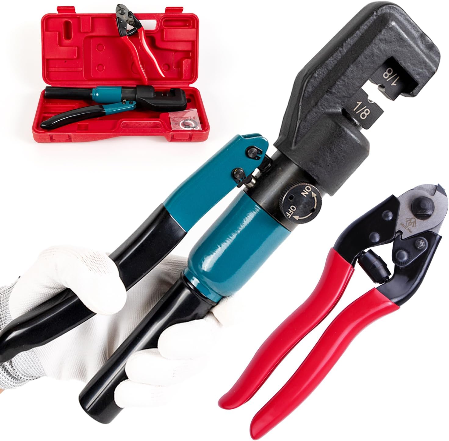 Muzata Custom Cable Railing Hydraulic Crimper Tool for 1/8