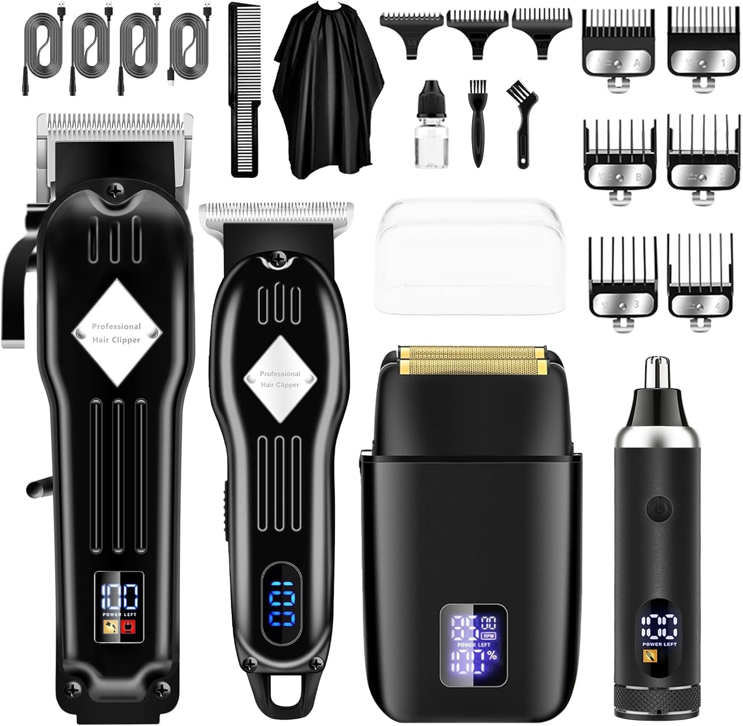 Professional Hair Clippers and Trimmer Set for Men Grooming
