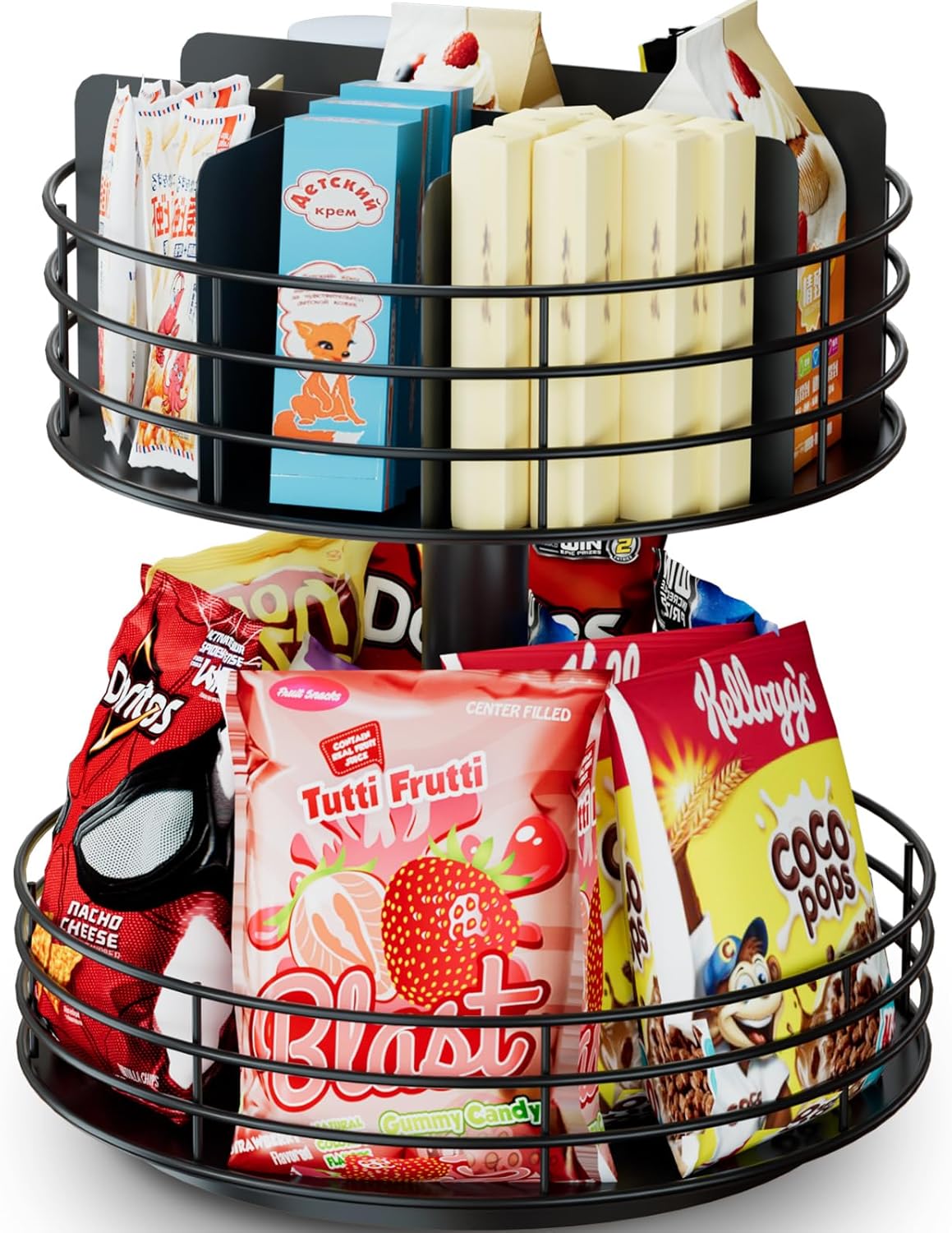 Snack Organizer - Versatile 2 Tier Lazy Susan for Easy Access