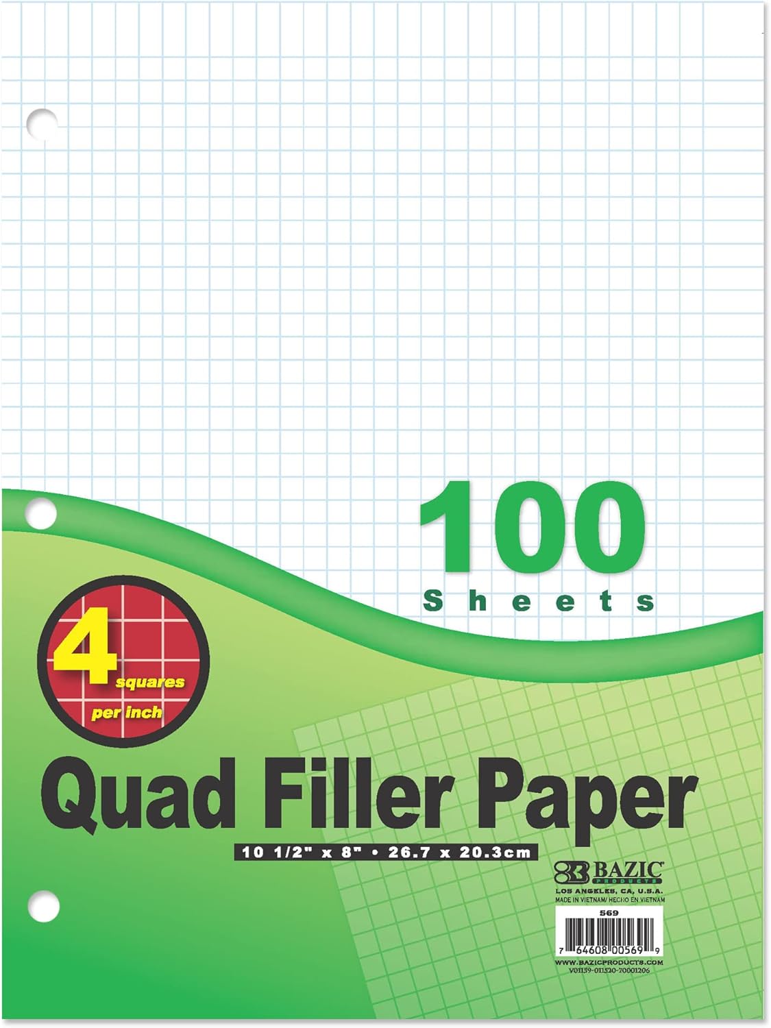 BAZIC Filler Paper Loose Leaf Sheets for School and Office Use