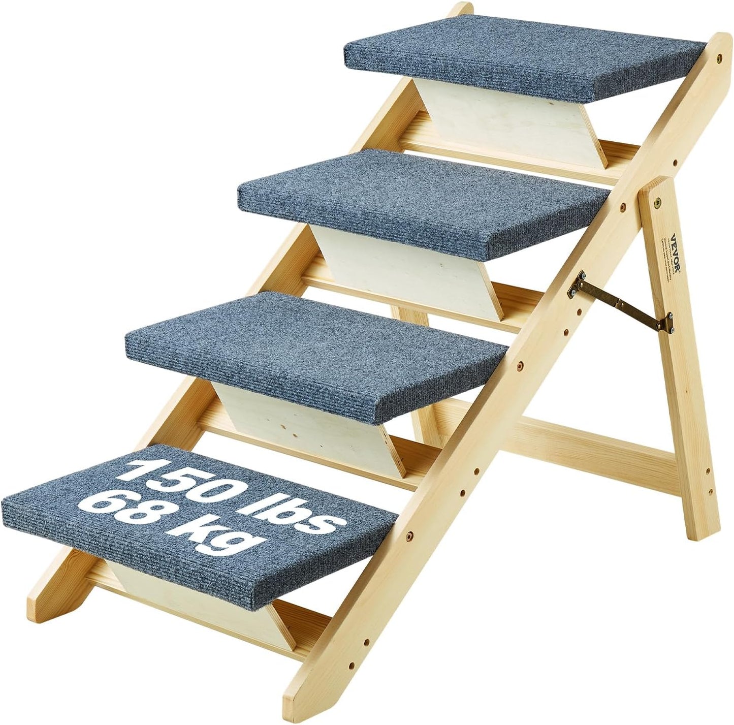 VEVOR Wood Pet Stairs for Dogs and Cats - 2-in-1 Foldable Design