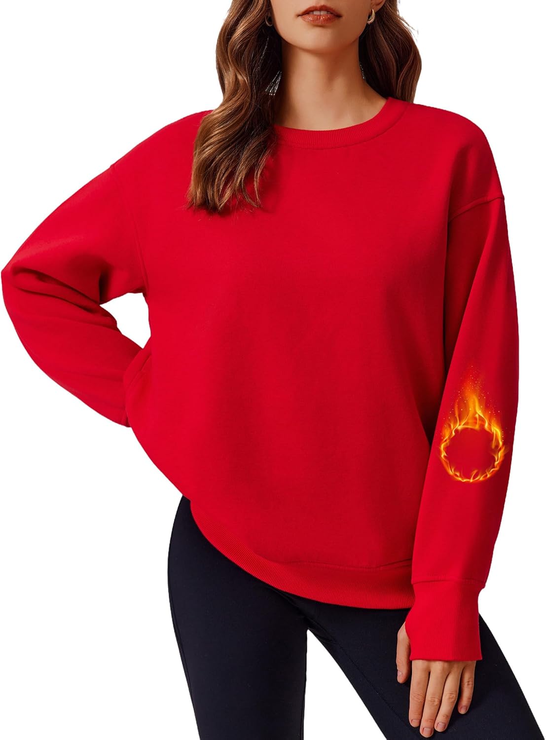 PINSPARK Womens Oversized Sweatshirt with Thumbholes and Pockets