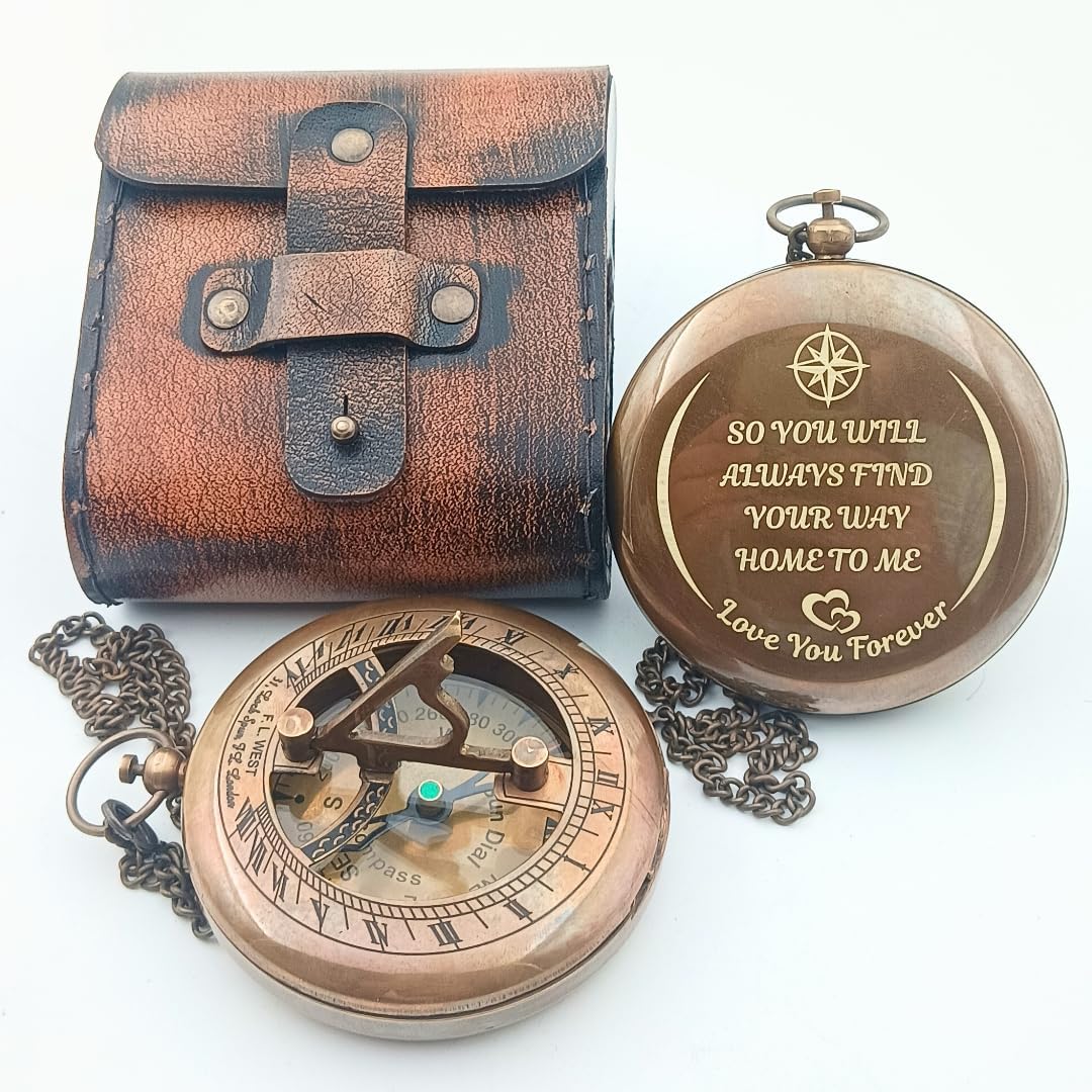 Personalized Sundial Compass - Luxury Gift for Him