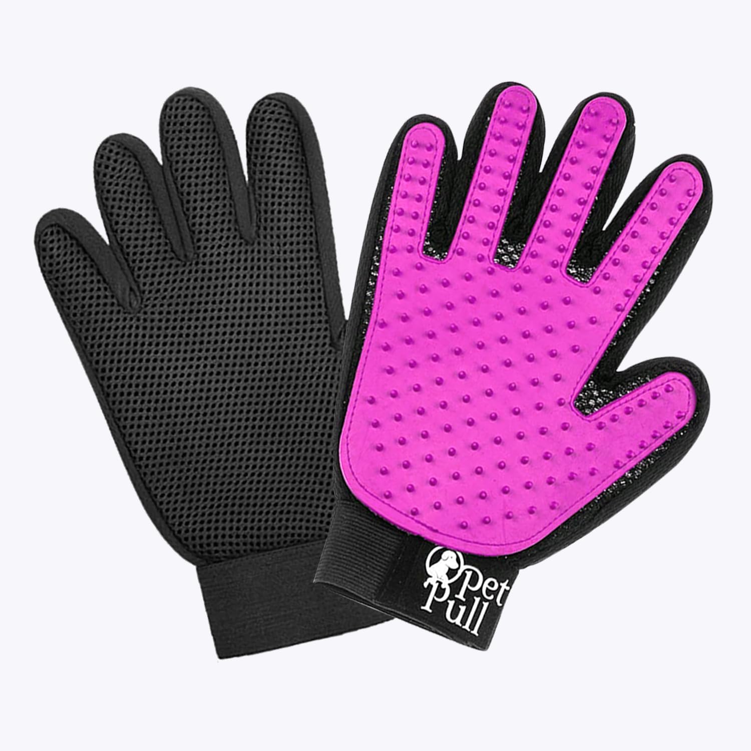 Pet Grooming Gloves - Shedding Tool with 259 Tips - Gentle Hair Removal Mitts - PET PULL