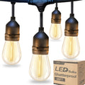 LED Outdoor String Lights 36FT with Dimmable Shatterproof Bulbs