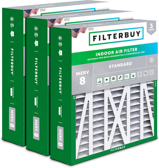 20x23x5 Air Filter MERV 8 for HVAC Systems - 3-Pack