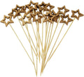 yyangz 100PCS Gold Star Bamboo Cocktail Picks - Festive & Stylish!