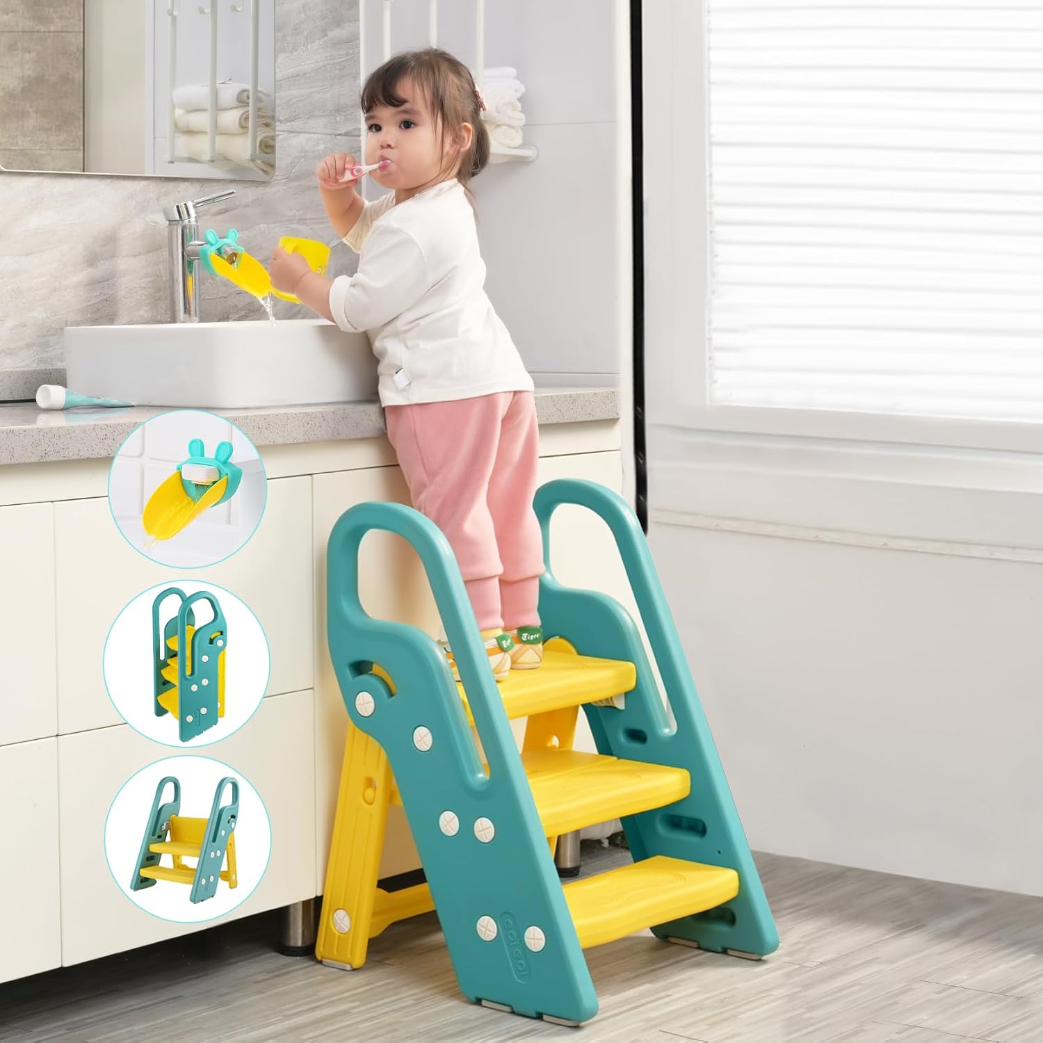 Onasti Foldable Toddler Step Stool for Kids Potty Training