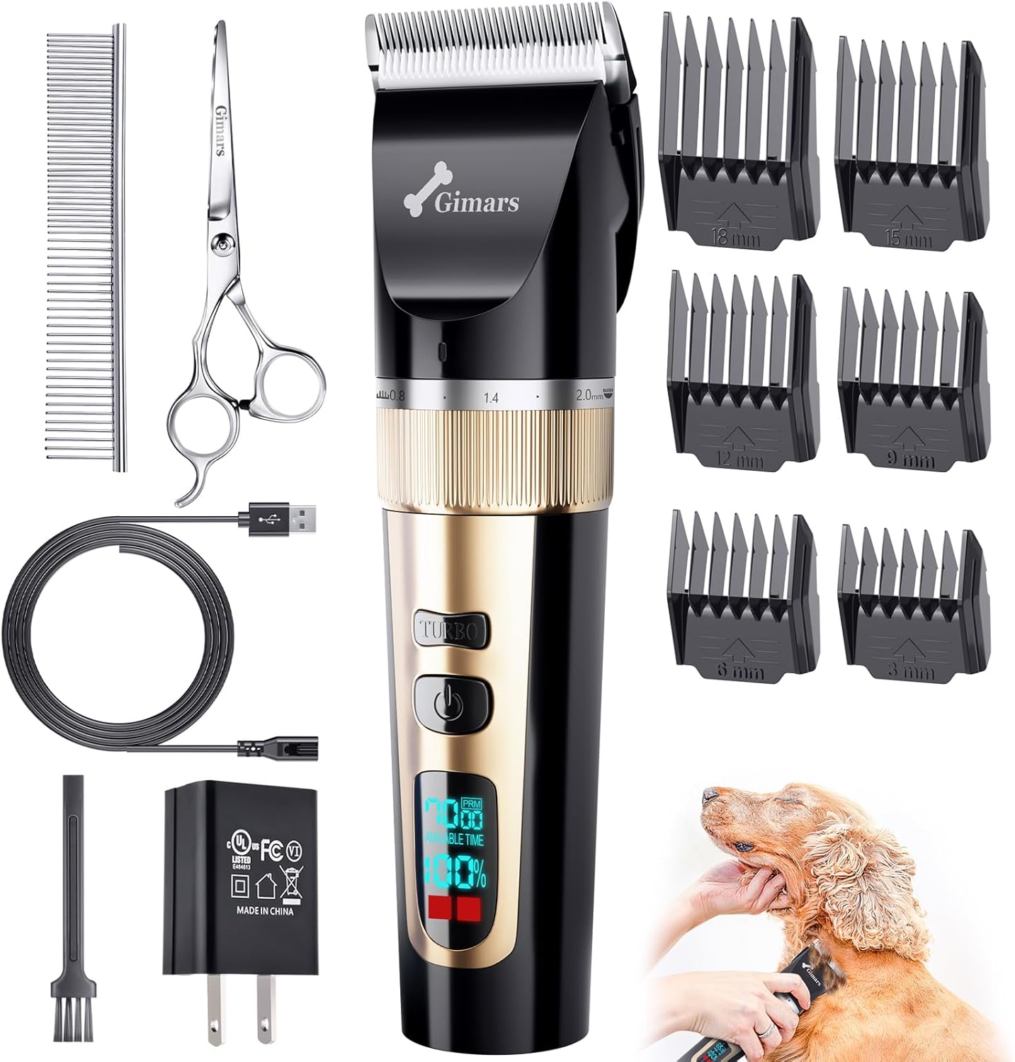 Gimars Professional Cordless Dog Clippers for Grooming Pets