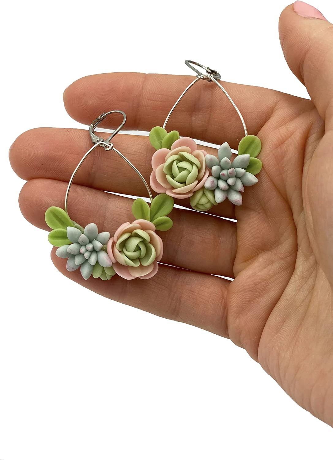 Mint Green Succulent Earrings for Stylish Flower Dangle Look