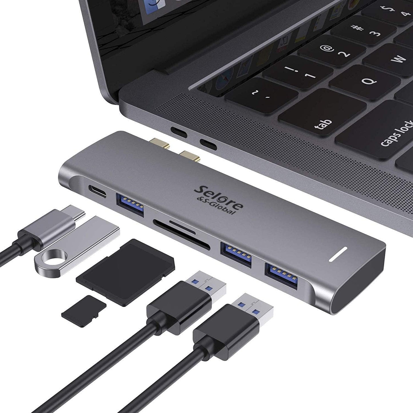 Selore&S-Global 6-in-1 USB-C Hub for MacBook Pro/Air: Superior Connectivity