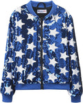 Girls' Ombre Sequin Bomber Jacket with Pockets (Style MFQP)