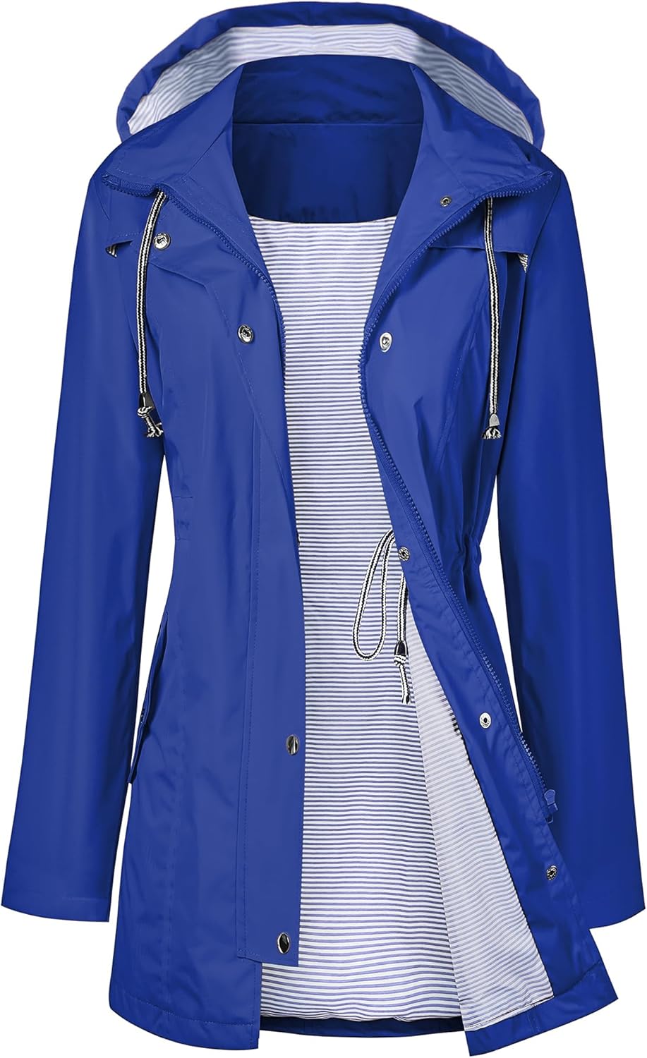 LOMON Waterproof Long Hooded Trench Coat for Women Travel
