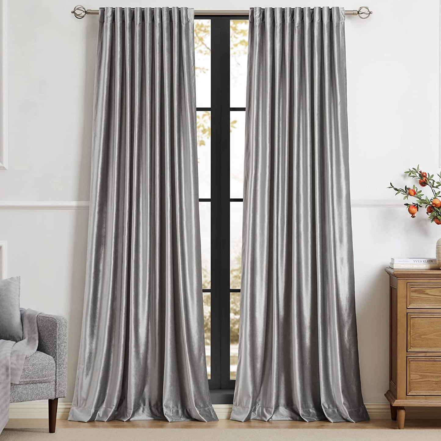 PRIMROSE Light Grey Curtains 90 inch for Living Room Decor