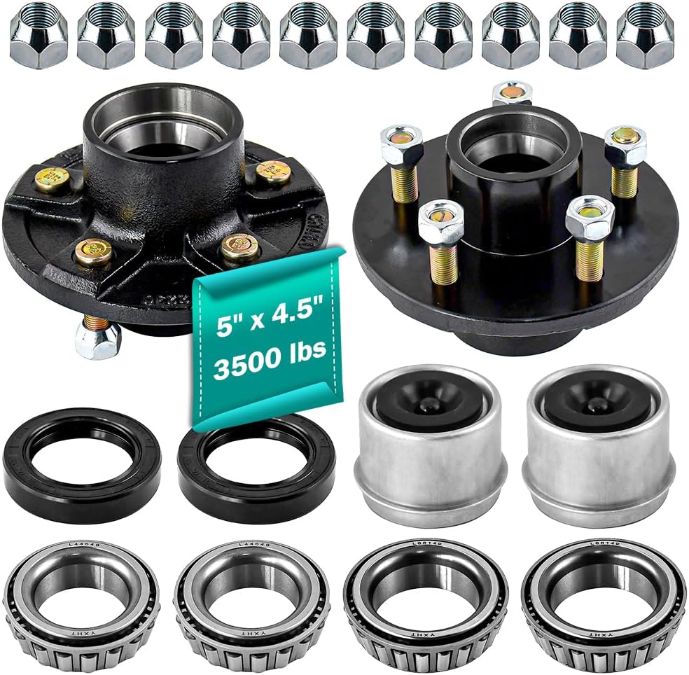 Trailer Hub Kit 5 Bolt 4.5 for 3500 lbs Heavy Duty Axle