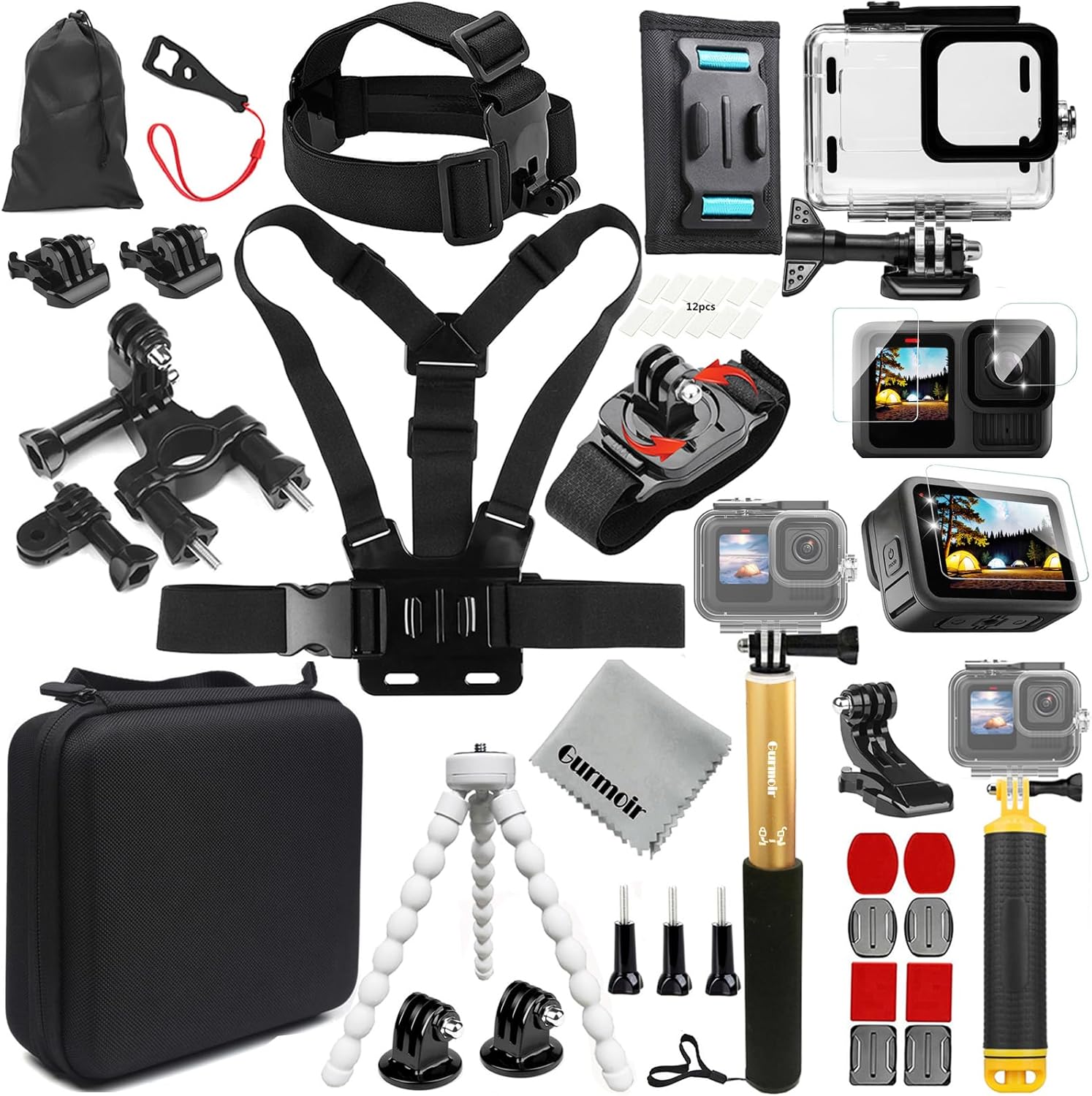 Gurmoir Accessory Kit for Gopro Hero 13 12 11 10 9 Cameras