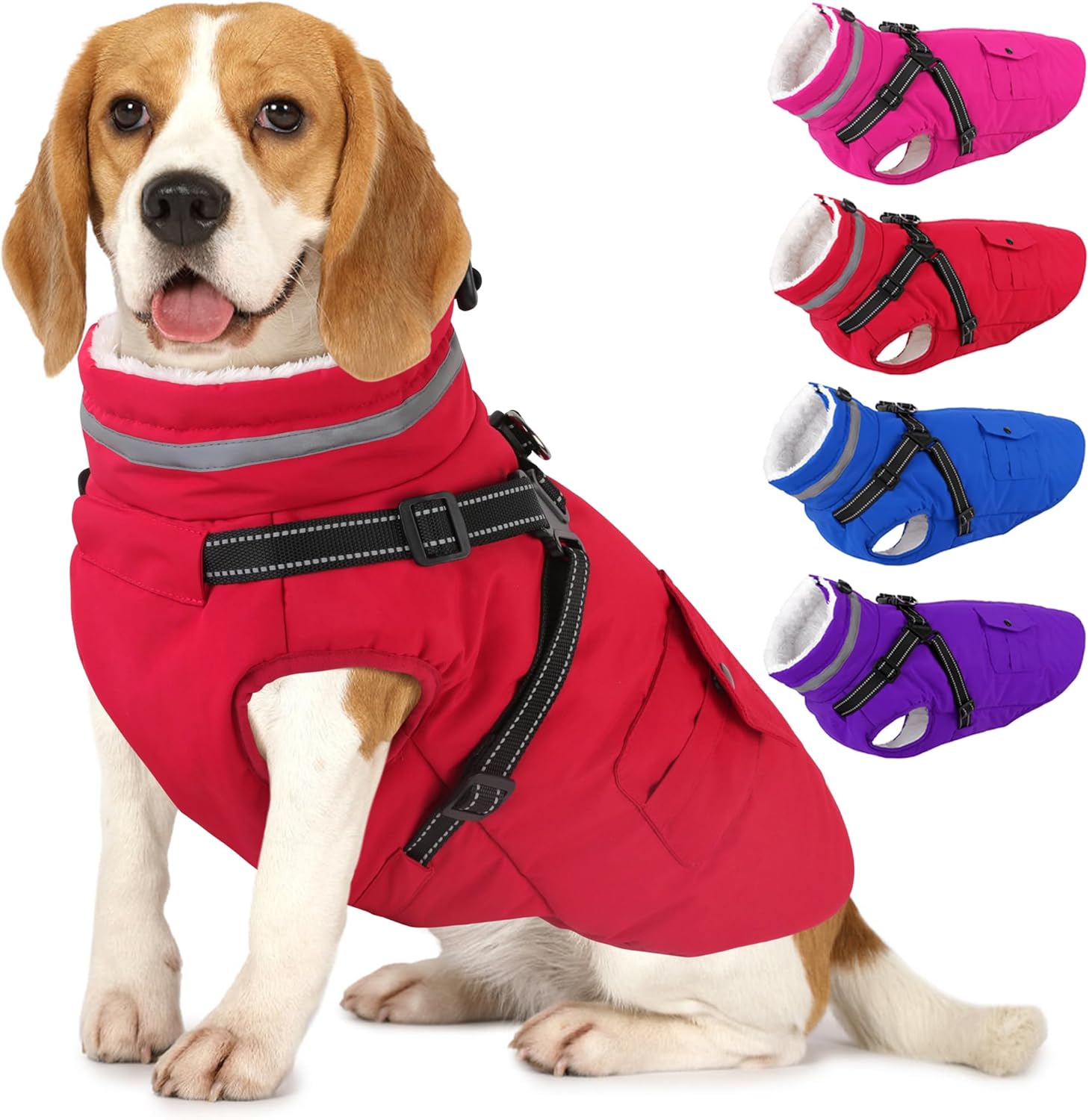 Dogcheer Waterproof Dog Jacket with Harness for Winter Adventures