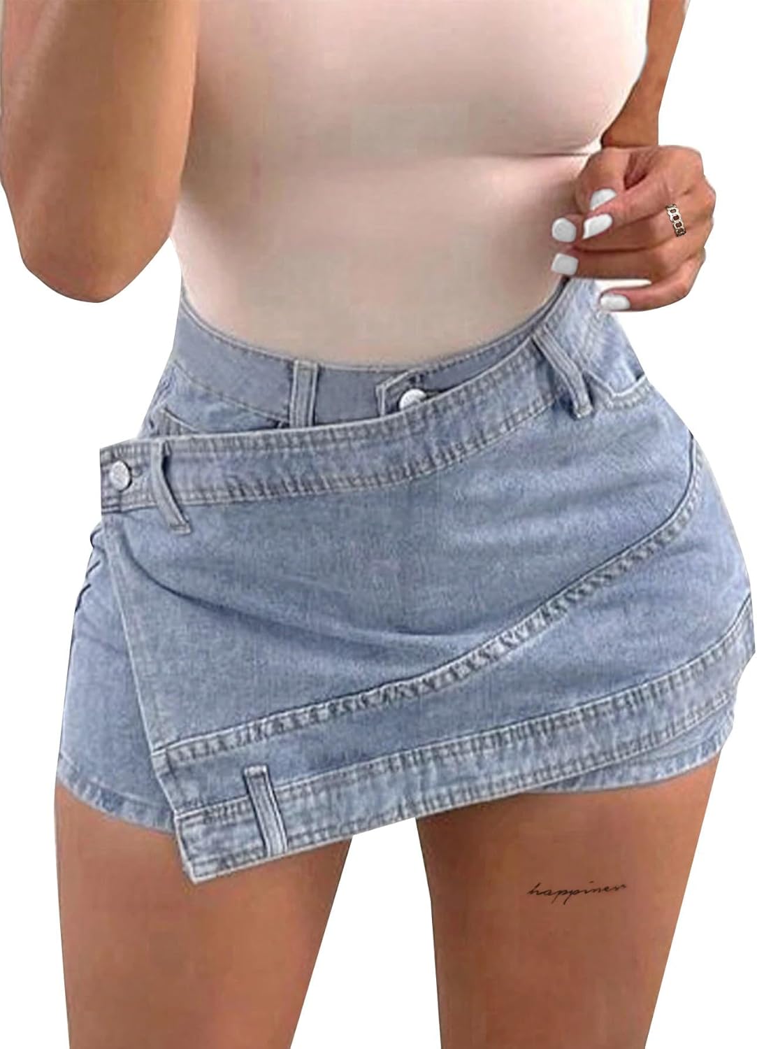 Denim Mini Skirt for Women - Sexy High Waisted Skorts