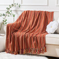 Rust Red Throw Blanket for Couch 50 x 60 in - Soft Farmhouse Throw