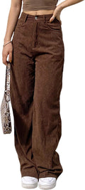 Corduroy High Elastic Waist Wide Leg Pants - Comfortable Everyday Fit
