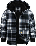 Boys Flannel Jacket Sherpa Lined Hoodie - Warm Winter Coat QUALITY