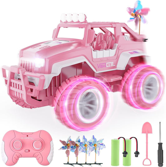 BEZGAR Remote Control Car for Girls - 1:16 Pink Jeep Fun