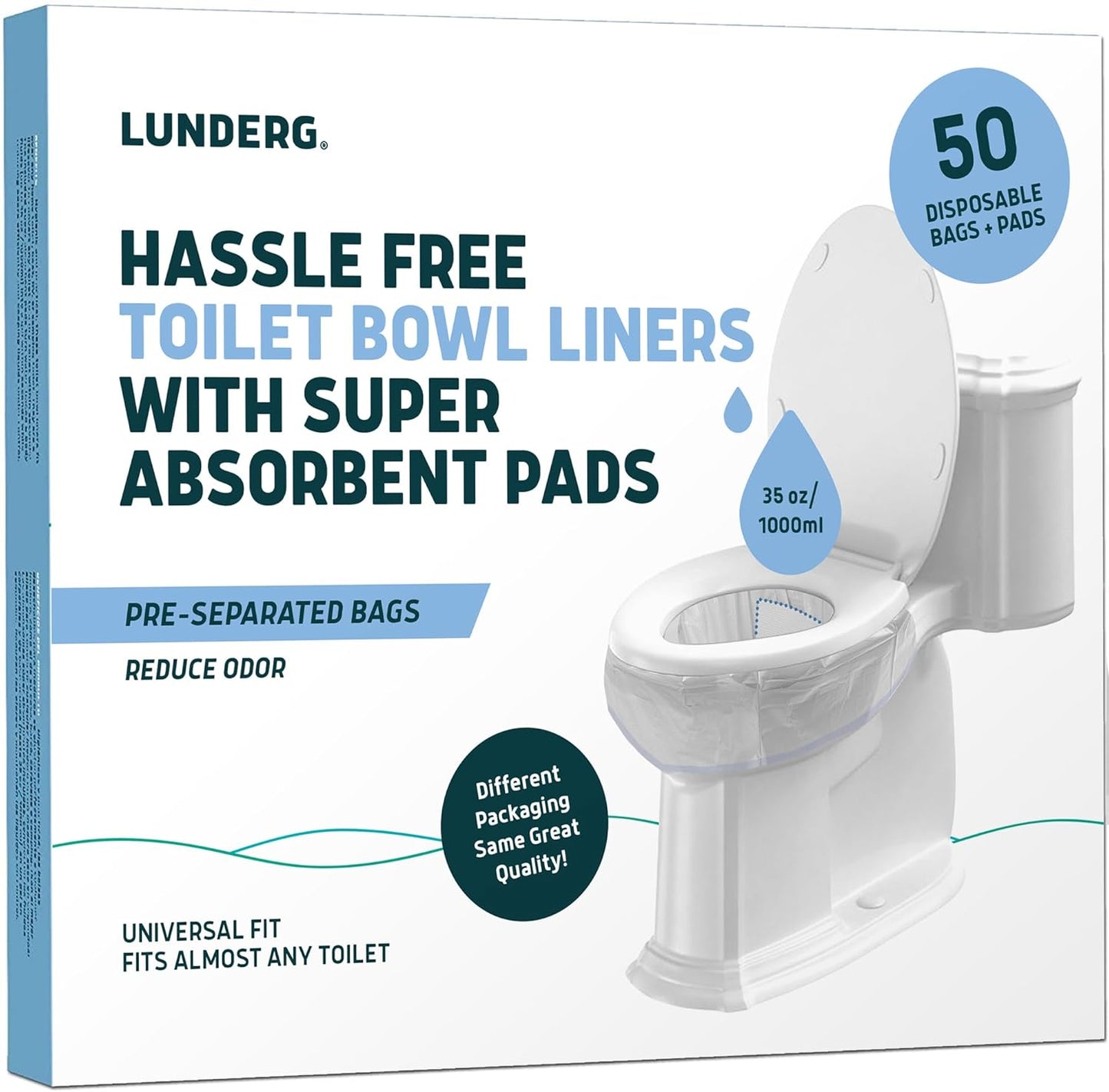 Lunderg Toilet Liners with Super Absorbent Pads for Emergencies